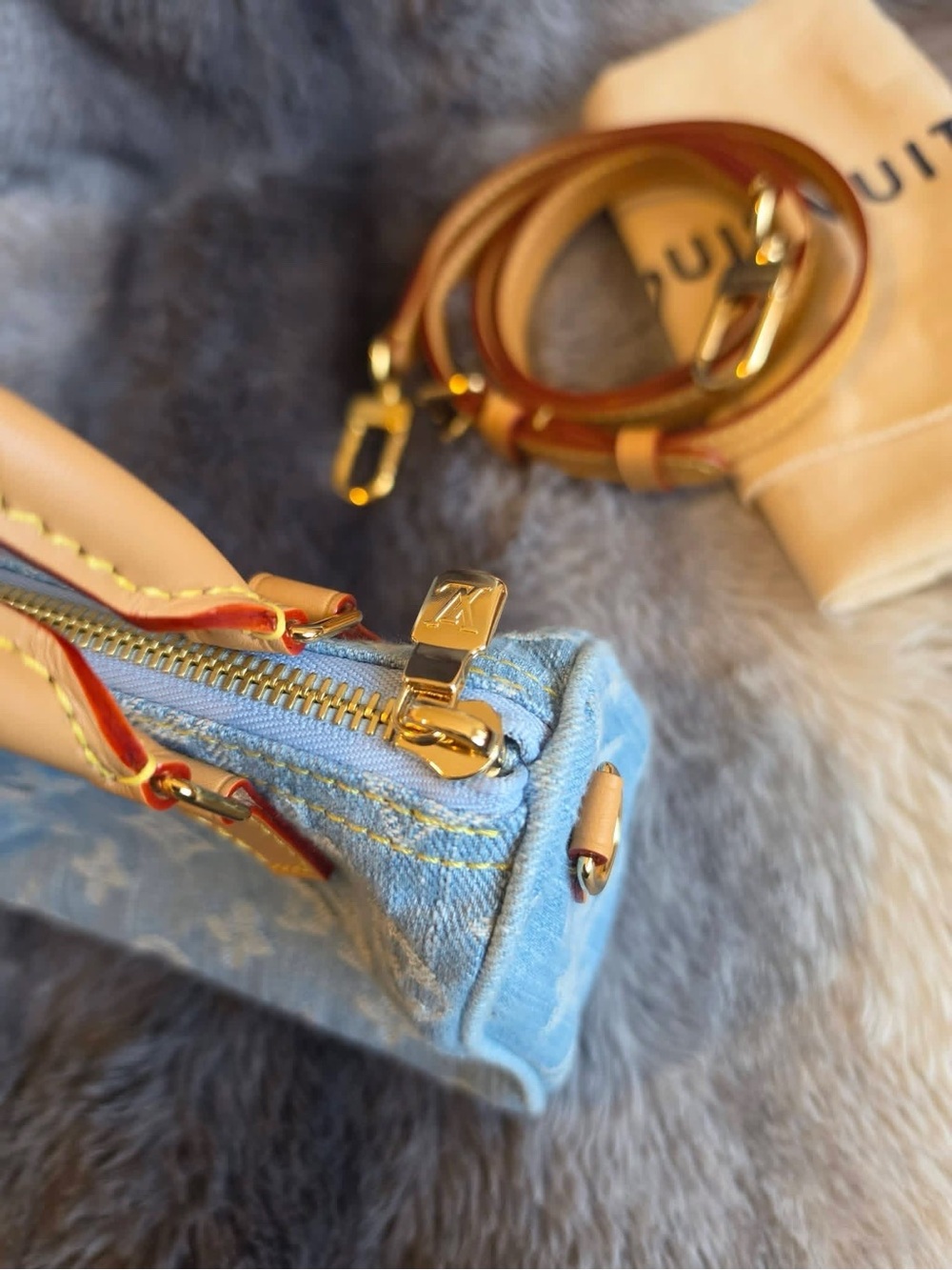 Louis Vuitton Light Blue Denim Nano Excellent Condition Authentic - Picture 3 of 14